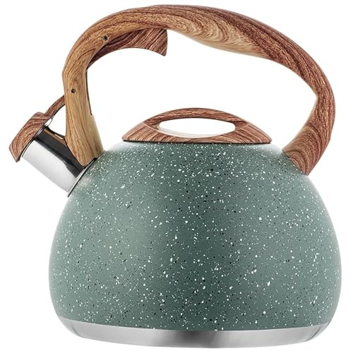 Wmmner Teekessel, Teekessel Für Herdplatte, Edelstahl-Teekesselmit Cool Touch Pattern Ergonomischer Griff/Blau/2.8L (Blau 2.8L)/Blau/2.8L von Wmmner