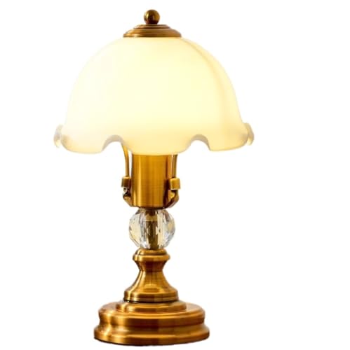 Wmmner Tischleuchte Nachttischlampe Einfache Retro-Metall-Nachttischlampe Nachttischlampe Mit Glasschirm Schreibtischlampe Druckknopfschalter Tischlampen Für Schlafzimmer (B)/C/Knopfschalter von Wmmner