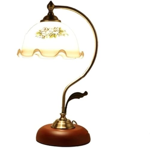 Wmmner Tischleuchte Nachttischlampe Glasdruck Lampenschirm Nachttischlampe E27 Schlafzimmer Nachttischlampe Kreative Retro-Schreibtischlampe Dekoration Tischlampen Für Schlafzimmer (Touch-Schalter)/Dr von Wmmner