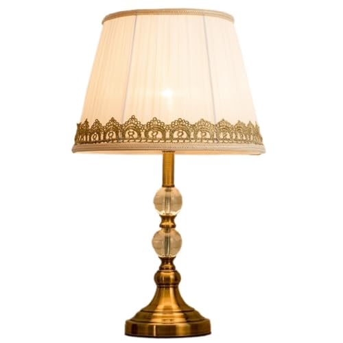 Wmmner Tischleuchte Nachttischlampe Kristallkugel Tischlampe Metallfuß Schreibtischlampe E27 Schreibtischleuchte Stoff Led Moderne Nachttischlampe Tischlampen Für Schlafzimmer (A, Dimmerschalter)/C/Dr von Wmmner