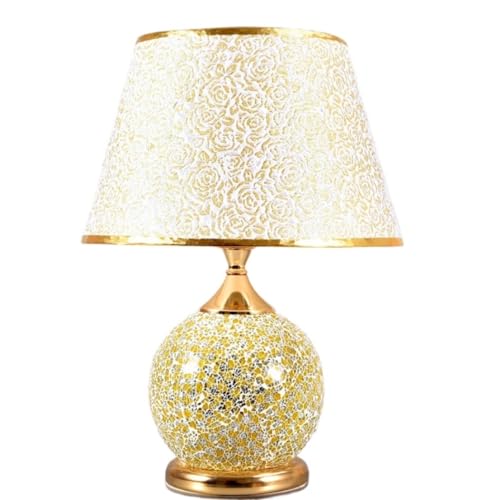 Wmmner Tischleuchte Nachttischlampe Moderne Tischlampe Metallfuß Nachttischlampe Pvc-Lampenschirm, E27-Schraube Handgefertigte Glas-Tischlampen Für Schlafzimmer (Fernbedienung)/Drucktastenschalter von Wmmner