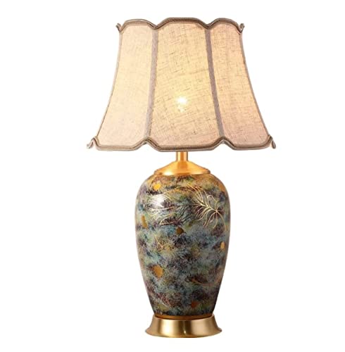 Wmmner Tischleuchte Nachttischlampe Tischlampe Handbemalte Goldene Keramik-Tischlampen Im Amerikanischen Landhausstil Traditionelle Nachttischlampe Tischlampen Für Schlafzimmer (Druckschalter, 38 * 63 Wmmner Tischleuchte Nachttischlampe Tischlampe Handbemalte Goldene Keramik-Tischlampen Im Amerikanischen Landhausstil Traditionelle Nachttischlampe Tischlampen Für Schlafzimmer (Druckschalter, 38 * 63 von Wmmner