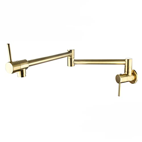 Wmmner Topf Füller Wasserhahn Wand Montiert Faltbare Küche Wasserhahn Single Cold Single Hole Küche Spüle Wasserhahn Massive Messing Doppel Joint Swing Arm Küchenarmatur Doppelgriff, Gold (Cromo) (Geb von Wmmner