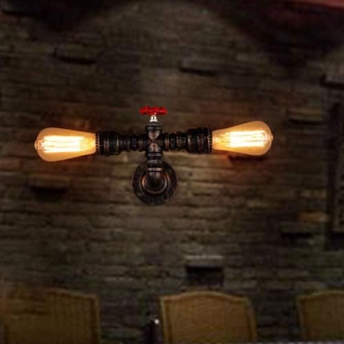Wmmner V-Intage Wandleuchte Aus Schmiedeeisen, Industrielle Wandleuchte Im Wasserrohr-Design, E27-Sockel, Retro-Nostalgie-Wandleuchte Im Landhausstil, Steampunk-Metallwandleuchte, Deckenleuchte Wmmner V-Intage Wandleuchte Aus Schmiedeeisen, Industrielle Wandleuchte Im Wasserrohr-Design, E27-Sockel, Retro-Nostalgie-Wandleuchte Im Landhausstil, Steampunk-Metallwandleuchte, Deckenleuchte von Wmmner