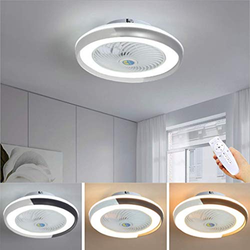 Wmmner Ventilator-Deckenleuchte Moderner Minimalistischer Deckenventilator Kronleuchter Dimmbarer Runder Ventilator Led Ultra-Leise Energiesparende Schlafzimmer- Und Wohnzimmerbeleuchtung, Grau/Grau/a von Wmmner