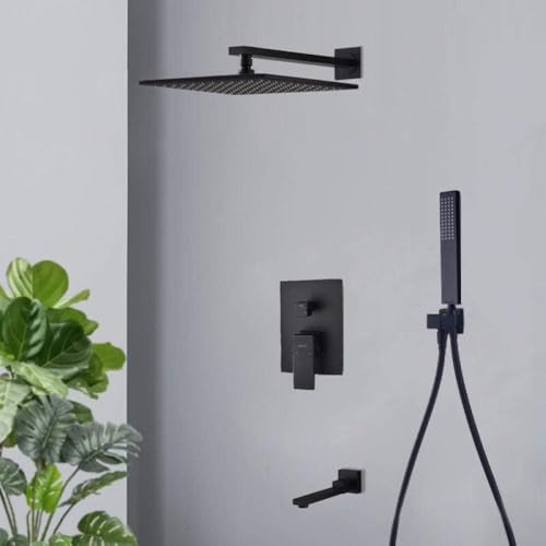 Wmmner Verdeckt Schwarz Mit Schlauch 8 Regenköpfe Quadratische Druckerhöhung Duschkopf Mixer Set Für Duschraum-C_8 In/D/10 In Wmmner Verdeckt Schwarz Mit Schlauch 8 Regenköpfe Quadratische Druckerhöhung Duschkopf Mixer Set Für Duschraum-C_8 In/D/10 In von Wmmner