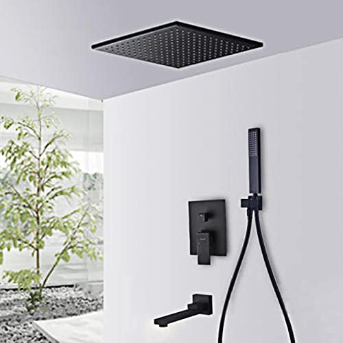 Wmmner Verdecktes Schwarz Mit Schlauch 12 Regenköpfe Quadratische Druckerhöhung Duschkopf Mixer Set Für Duschraum-C_12 In Ulz 000635 Verdecktetatduscheset Graues Duschset Dual-Funktions-Regenduschensy Wmmner Verdecktes Schwarz Mit Schlauch 12 Regenköpfe Quadratische Druckerhöhung Duschkopf Mixer Set Für Duschraum-C_12 In Ulz 000635 Verdecktetatduscheset Graues Duschset Dual-Funktions-Regenduschensy von Wmmner