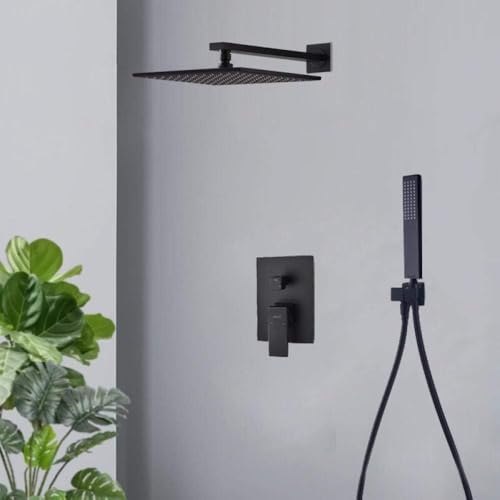 Wmmner Verdecktes Schwarz Mit Schlauch 12 Regenköpfe Quadratische Druckerhöhung Duschkopf Mixer Set Für Duschraum-C_12 In Ulz 000635 Verdecktetatduscheset Graues Duschset Dual-Funktions-Regenduschensy Wmmner Verdecktes Schwarz Mit Schlauch 12 Regenköpfe Quadratische Druckerhöhung Duschkopf Mixer Set Für Duschraum-C_12 In Ulz 000635 Verdecktetatduscheset Graues Duschset Dual-Funktions-Regenduschensy von Wmmner