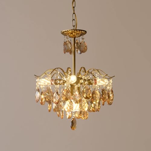 Wmmner Vintage Kristall Regentropfen Kronleuchter Pendelleuchte, Led Moderne Luxus Deckenleuchte E14 Leuchte Für Esszimmer, Badezimmer, Schlafzimmer, Wohnzimmer Transpa (Bernstein 10 Lichter)/Bernstei von Wmmner