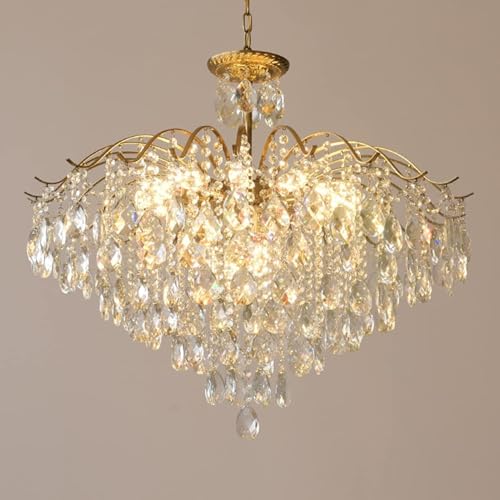 Wmmner Vintage Kristall Regentropfen Kronleuchter Pendelleuchte, Led Moderne Luxus Deckenleuchte E14 Leuchte Für Esszimmer, Badezimmer, Schlafzimmer, Wohnzimmer Transpa (Bernstein 10 Lichter)/Durchsic Wmmner Vintage Kristall Regentropfen Kronleuchter Pendelleuchte, Led Moderne Luxus Deckenleuchte E14 Leuchte Für Esszimmer, Badezimmer, Schlafzimmer, Wohnzimmer Transpa (Bernstein 10 Lichter)/Durchsic von Wmmner
