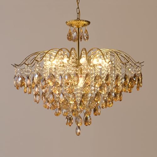 Wmmner Vintage Kristall Regentropfen Kronleuchter Pendelleuchte, Led Moderne Luxus Deckenleuchte E14 Leuchte Für Esszimmer, Badezimmer, Schlafzimmer, Wohnzimmer Transpa (Bernstein 10 Lichter)/Bernstei Wmmner Vintage Kristall Regentropfen Kronleuchter Pendelleuchte, Led Moderne Luxus Deckenleuchte E14 Leuchte Für Esszimmer, Badezimmer, Schlafzimmer, Wohnzimmer Transpa (Bernstein 10 Lichter)/Bernstei von Wmmner
