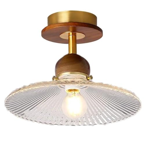Wmmner Wabi Sabi Stil Holz Lampe Moderne Glas Flushmount Deckenleuchte Mit Blumenform Transparente Vintage Deckenlampe Für Badezimmer Wohnzimmer Esszimmer Schlafzimmer Flur Kinderzimmer Halle(2/Eine F von Wmmner