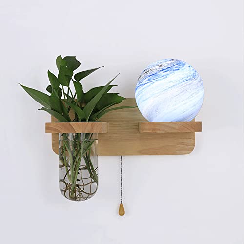 Wmmner Wandleuchte, Globe Planet Art Design Wandleuchte Wandbeleuchtung Wohnkultur, Holz Wandleuchte Mit Zugkette Glas-Bonsai-Flasche Wandleuchte, Schlafzimmer Esszimmer Wohnzimmer Flur Innenwandleuch Wmmner Wandleuchte, Globe Planet Art Design Wandleuchte Wandbeleuchtung Wohnkultur, Holz Wandleuchte Mit Zugkette Glas-Bonsai-Flasche Wandleuchte, Schlafzimmer Esszimmer Wohnzimmer Flur Innenwandleuch von Wmmner