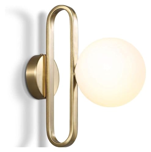 Wmmner Wandleuchte, Wandleuchte Postball Glas Led-Wandleuchte, Einfache Bett-Wandleuchte Metallhalterung Wandleuchten Badspiegel Frontleuchte Wohnzimmer Flur Balkon Gang Dekorative Wandleuchte von Wmmner