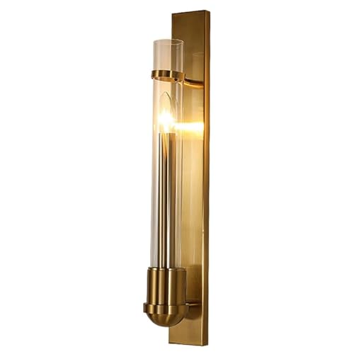 Wmmner Wandleuchte Moderne Goldene Wandleuchte Für Den Innenbereich Lange Glaswandleuchte Fest Verdrahtete E14-Linearwandleuchte Warmweiß Für Schlafzimmer Wohnzimmer Flur Badezimmer Waschtisch Flur Es von Wmmner