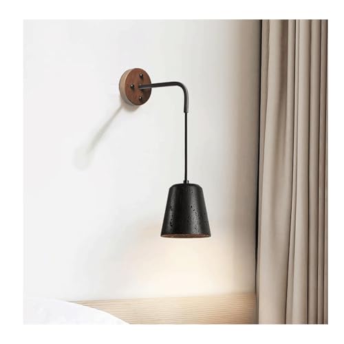 Wmmner Wandleuchte Schwarz Travertin Wandleuchte Landhaus Vintage Walnussholz Wandleuchte Moderne Hängelampe Mit Verstellbarer Wandhalterung Für Schlafzimmer, Nachttisch, Wohnzimmer, Flur, Esszimmer von Wmmner