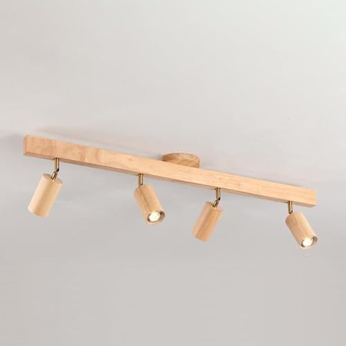Wmmner Wandleuchten Wandleuchten Holz Deckenstrahler Feste Küchen-Schienenbeleuchtung Led 3-Farben-Dimm-Set Verstellbare Spotleuchte Deckenleuchte (5 Leuchten)/4-Lichter von Wmmner