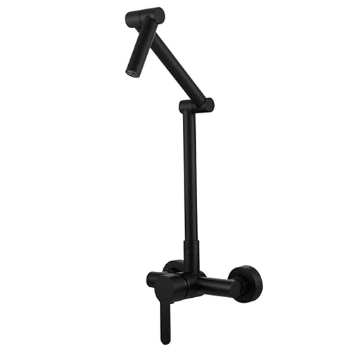 Wmmner Wandmontierte Küchehenne Spüle Wasserhähne 360° Rotation Küchenspüle Wasserhähne Mixer Mit Pull Out Spray Klapp Küchenarmatur Chrom Single Mode/Schwarzer/Einzelmodus von Wmmner
