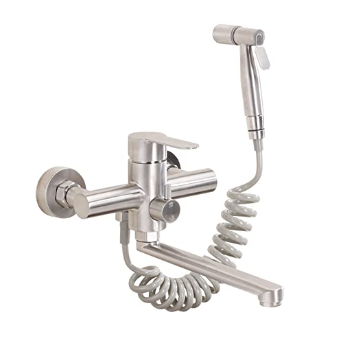 Wmmner Wandmontierter Küchenhahn Edelstahlstahl Heißwasser Und Kaltwasser Multifunktions Airbrush Swivel Küche Mixer Wasserhahn Gebürstet Ulz 001144 Antike Messing Swivel Auslauf Küche Wasserhahn Einh von Wmmner
