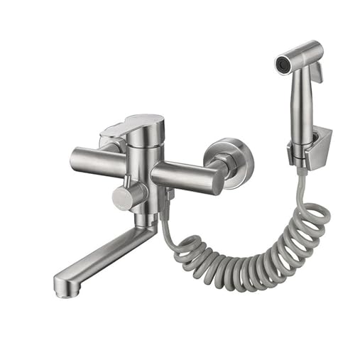 Wmmner Wandmontierter Küchenhahn Mit Sprühgerät - Einhebel-Mischbatterie Aus Gebürstetem Edelstahl Für Heißes Und Kaltes Wasser, Ideal Für Küchenspülen - Langlebiges Und Stilvolles Design von Wmmner