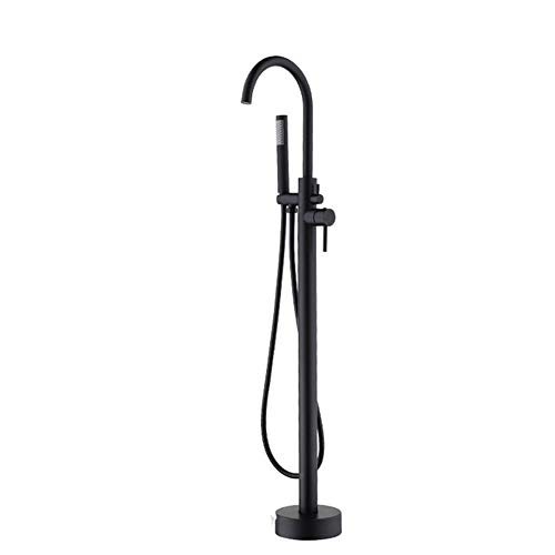 Wmmner Wannenfüller Freesding Badewanne Wasserhahn Messing Bad Dusche Mixer Bodenmontierte Badewanne Wasserhahn Set Einhandgriff Badarmaturen Mit Handbrause, Blacka von Wmmner