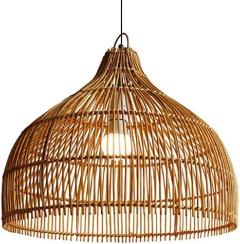 Wmmner Wicker Rattan Käfig Kronleuchter Hohl Lampenschirm Küstenstil Beige Rattan Käfig Korb Hängelampe Küchendesign Handgemachte Gewebte Deckenleuchten Leuchten, Kronleuchter (40Cm)/Eine Farbe/40Cm von Wmmner