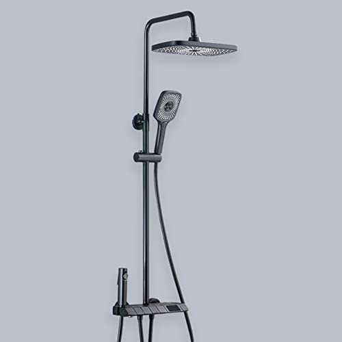 Wmmner Yalsfowe Exposed Shower Wasserhahn Set, Klavierschlüssel Duschsystem Wand Mounted, Regenduschenkopf Mit Handbrause, Wannenausgang, Bidetsprüher, Badewannendusche Wasserhahn, Schwarz/Schwarzer/a Wmmner Yalsfowe Exposed Shower Wasserhahn Set, Klavierschlüssel Duschsystem Wand Mounted, Regenduschenkopf Mit Handbrause, Wannenausgang, Bidetsprüher, Badewannendusche Wasserhahn, Schwarz/Schwarzer/a von Wmmner