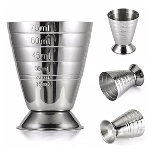 Metall-Messbecher, 75 ml, mit Schnapsunze, 1-5 Esslöffel, Messbecher, Cocktail, 15–75 ml, I8F2 gemischte Bar von Wmool
