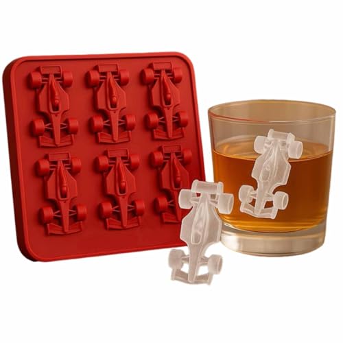 Formula Rennwagen-Eisform, Silikon-Rennwagen-Gelee-Formen, 6 Mulden, 3D-Rennwagen-Form, Eiswürfelform und DIY-Backwerkzeug, langsam schmelzend, kein Kunststoff, einfaches Herauslösen Formula Rennwagen-Eisform, Silikon-Rennwagen-Gelee-Formen, 6 Mulden, 3D-Rennwagen-Form, Eiswürfelform und DIY-Backwerkzeug, langsam schmelzend, kein Kunststoff, einfaches Herauslösen von Wmool