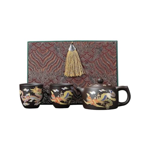 Wmool Teekanne mit Drachen und Phönix, handgefertigt, mit Farbwechsel, Violett, Ton, Zisha-Teeset, Kung-Fu-Teekanne, Geschenk für Teeliebhaber von Wmool