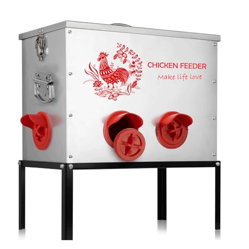 Wmzjnljy 1 x 18 kg Kapazität Hühner-Futterstation mit 6 Anschlüssen, groß, Metall, automatischer Hühner-Futterstation, rattensicher, mit Verriegelungsdeckel und Beinen, verzinkt für Hühner, Enten Wmzjnljy 1 x 18 kg Kapazität Hühner-Futterstation mit 6 Anschlüssen, groß, Metall, automatischer Hühner-Futterstation, rattensicher, mit Verriegelungsdeckel und Beinen, verzinkt für Hühner, Enten von Wmzjnljy