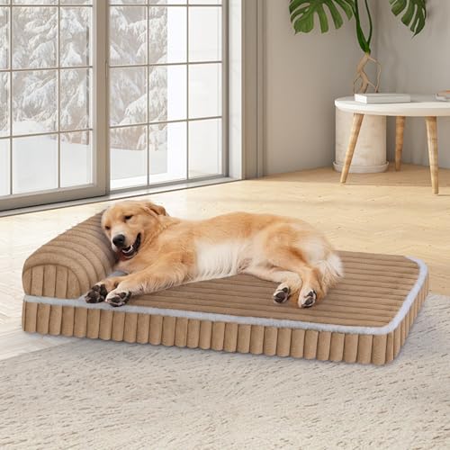 Komfort-Hundebetten für extra große Hunde, Hundebett mit abnehmbarem, waschbarem Bezug, Deluxe-Plüsch-Hundebett für Käfig mit Kissen, rutschfeste Haustiermatte, Matratze für Hundehütte mit robustem von Wn's Day
