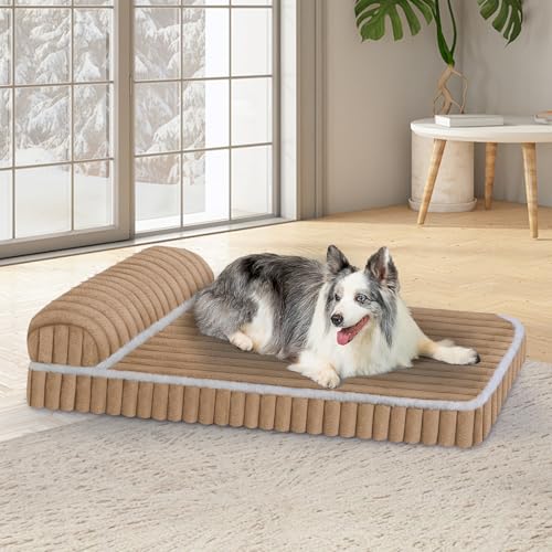 Komfort-Hundebetten für große Hunde, Hundebett mit abnehmbarem, waschbarem Bezug, Deluxe-Plüsch-Hundebetten für Käfig mit Kissen, rutschfeste Haustiermatte, Matratze für Hundehütte mit robustem von Wn's Day