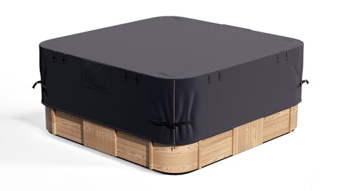 Whirlpool-Abdeckung, schwarz, strapazierfähig, wasserdicht, für den Außenbereich, quadratisch, 215,9 x 215,9 cm, Ersatzabdeckung für Whirlpools von Wnanan
