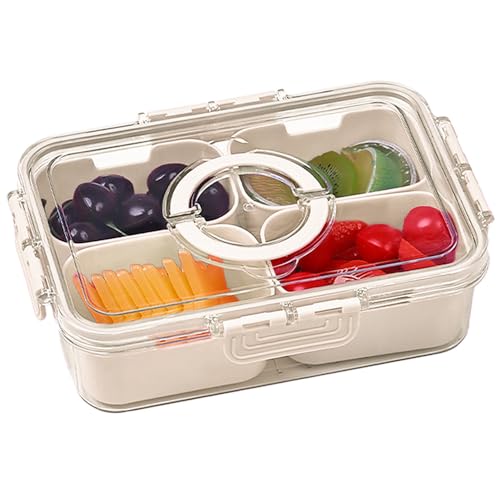 Wnddle Auslaufsicherer Snackteller Organizer für Süßigkeiten, Snackbox mit 4 Fächern, Griff Wiederverwendbar Snackdose, Tragbar Snackbox Organizer für Süßigkeiten Obst Keksen Dessert Gemüse Nüsse Wnddle Auslaufsicherer Snackteller Organizer für Süßigkeiten, Snackbox mit 4 Fächern, Griff Wiederverwendbar Snackdose, Tragbar Snackbox Organizer für Süßigkeiten Obst Keksen Dessert Gemüse Nüsse von Wnddle