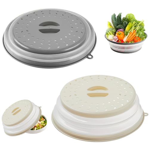 Wnddle Mikrowellen Abdeckung Faltbar 2 STK Abdeckhaube, mikrowellen Abdeckung, Abdeckhaube Mikrowellen mit Sieb für die Mikrowelle, mit Dampflöchern für Obst und Gemüse/Mikrowelle von Wnddle