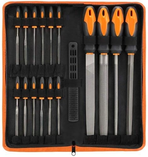 17-teiliges Nadelfeilen-Set aus Hartstahl, Metallfeilen mit weichem Gummigriff, Metallbearbeitung, Holzbearbeitungs-Set, halbrunde Flachfeile von WnewTools