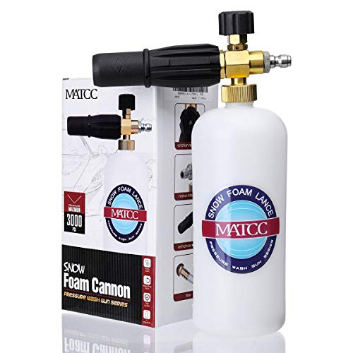 Foam Cannnon II Schaumdüse Hochdruckreiniger Jet Wash mit 6,35 mm Anschluss Schaumblaaster 0,22 Gallonen Flasche verbesserte Schneeschaumlanze von WnewTools