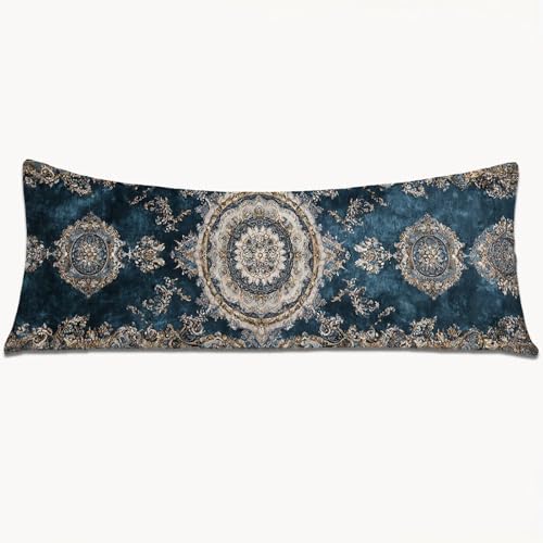 Kissenbezüge 120x40 Seitenschläferkissen Bezug Blau Body Pillow Case mit Unsichtbarem Reißverschluss, Langes Side Sleeper Pillow Cover, Heimdekoration für Sofa, Schlafzimmer, Wohnzimmer （Boho） 1Y-944 von Wngssnho