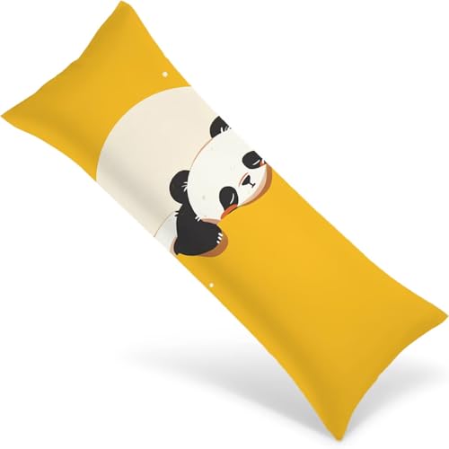 Kissenbezüge 135x40 Seitenschläferkissen Bezug Gelb Body Pillow Case mit Unsichtbarem Reißverschluss, Langes Side Sleeper Pillow Cover, Heimdekoration für Sofa, Schlafzimmer, Wohnzimmer （Panda） 1Y-968 von Wngssnho