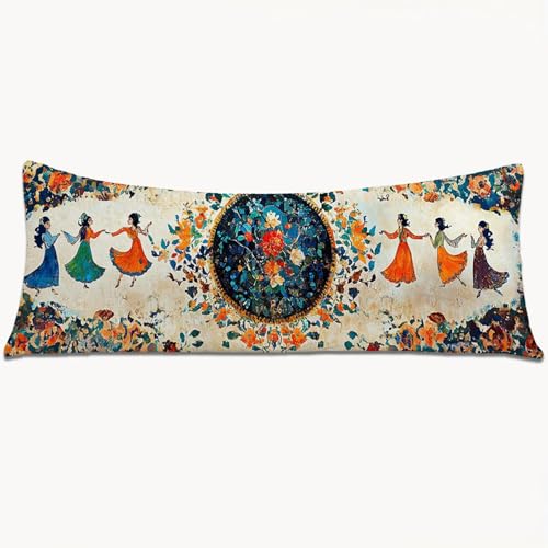 Kissenbezüge 135x40 Seitenschläferkissen Bezug Retro Body Pillow Case mit Unsichtbarem Reißverschluss, Langes Side Sleeper Pillow Cover, Heimdekoration für Sofa, Schlafzimmer, Wohnzimmer （Frau） 1Y-958 von Wngssnho