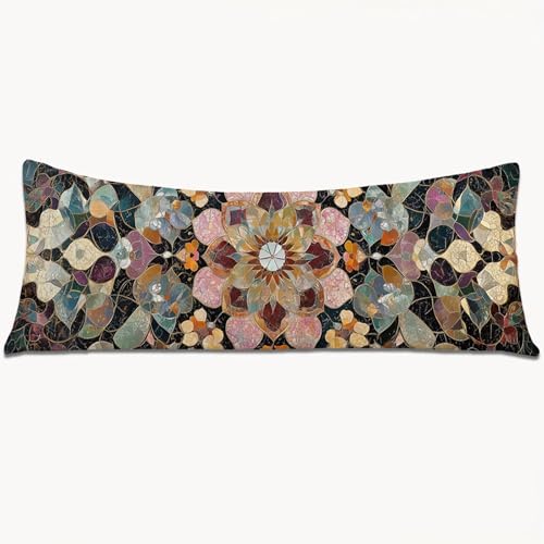 Kissenbezüge 145x40 Seitenschläferkissen Bezug Lila Body Pillow Case mit Unsichtbarem Reißverschluss, Langes Side Sleeper Pillow Cover, Heimdekoration für Sofa, Schlafzimmer, Wohnzimmer （Boho） 1Y-954 von Wngssnho
