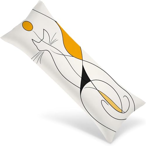 Kissenbezüge 150x50 Seitenschläferkissen Bezug Abstrakt Body Pillow Case mit Unsichtbarem Reißverschluss, Langes Side Sleeper Pillow Cover, Heimdekoration für Sofa, Bett, Wohnzimmer（Katze） 1Y-984 von Wngssnho