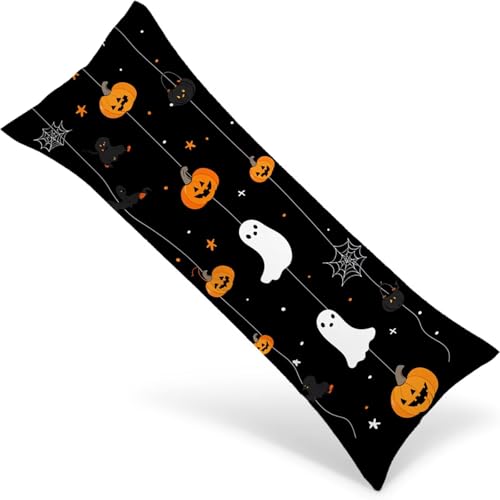 Kissenbezüge 150x50 Seitenschläferkissen Bezug Halloween Body Pillow Case mit Unsichtbarem Reißverschluss, Langes Side Sleeper Pillow Cover, Heimdekoration für Sofa, Bett, Wohnzimmer（Schwarz） 1Y-978 von Wngssnho