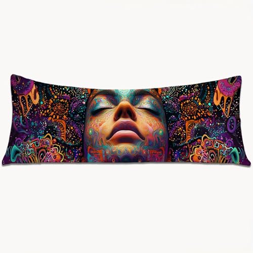 Kissenbezüge 160x50 Seitenschläferkissen Bezug Abstrakt Body Pillow Case mit Unsichtbarem Reißverschluss, Langes Side Sleeper Pillow Cover, Heimdekoration für Sofa, Bett, Wohnzimmer（Frau） 1Y-936 von Wngssnho