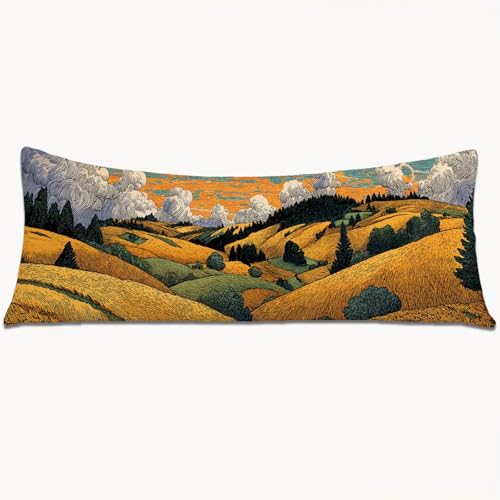 Kissenbezüge 160x50 Seitenschläferkissen Bezug Herbst Body Pillow Case mit Unsichtbarem Reißverschluss, Langes Side Sleeper Pillow Cover, Heimdekoration für Sofa, Bett, Wohnzimmer（Bauernhof） 1Y-966 von Wngssnho