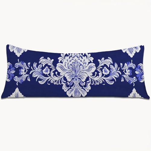 Kissenbezüge 90x30 Seitenschläferkissen Bezug Blau Body Pillow Case mit Unsichtbarem Reißverschluss, Langes Side Sleeper Pillow Cover, Heimdekoration für Sofa, Schlafzimmer, Wohnzimmer （Boho） 1Y-960 von Wngssnho