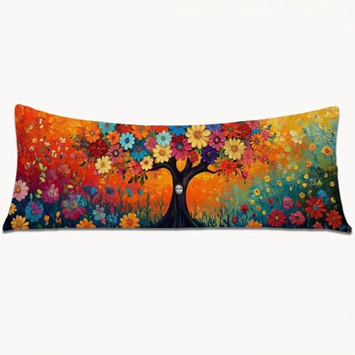 Kissenbezüge 90x30 Seitenschläferkissen Bezug Bunt Body Pillow Case mit Unsichtbarem Reißverschluss, Langes Side Sleeper Pillow Cover, Heimdekoration für Sofa, Schlafzimmer, Wohnzimmer （Baum） 1Y-948 von Wngssnho