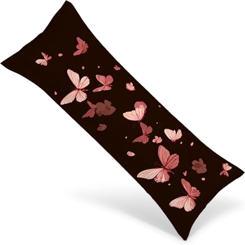 Kissenbezüge 90x30 Seitenschläferkissen Bezug Rosa Body Pillow Case mit Unsichtbarem Reißverschluss, Langes Side Sleeper Pillow Cover, Heimdekoration für Sofa, Bett, Wohnzimmer（Schmetterling） 1Y-992 von Wngssnho