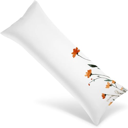 Seitenschläferkissen Bezug 150x50 Langer Kissenbezüge Gelb Beidseitiger Druck Nachttischkissen, Große Kissenbezug mit Unsichtbarem Reißverschluss, Samt Body Pillow Case Heimdekoration（Blume）1Y-969 von Wngssnho